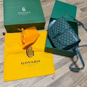 Goyard Teal and Yellow Leather Bag